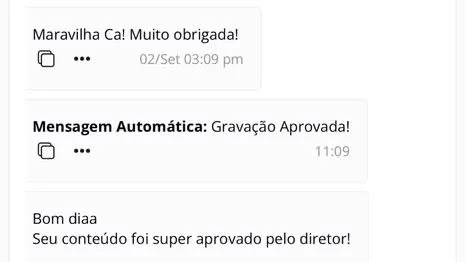 Print: Seu conteúdo foi super aprovado pelo diretor!